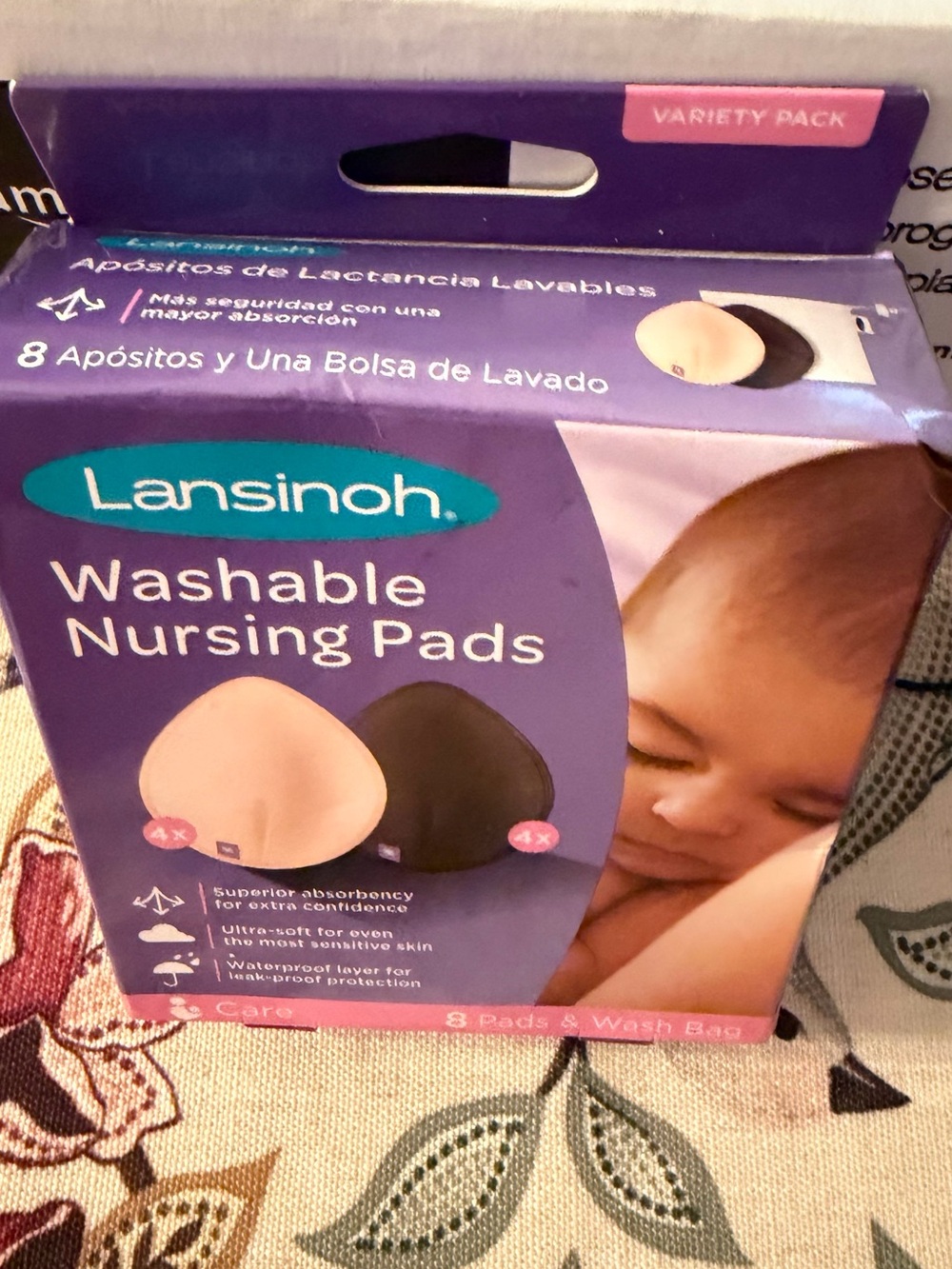 Lansinoh Washable Nursing Pads - beige & Black Variety Pack new